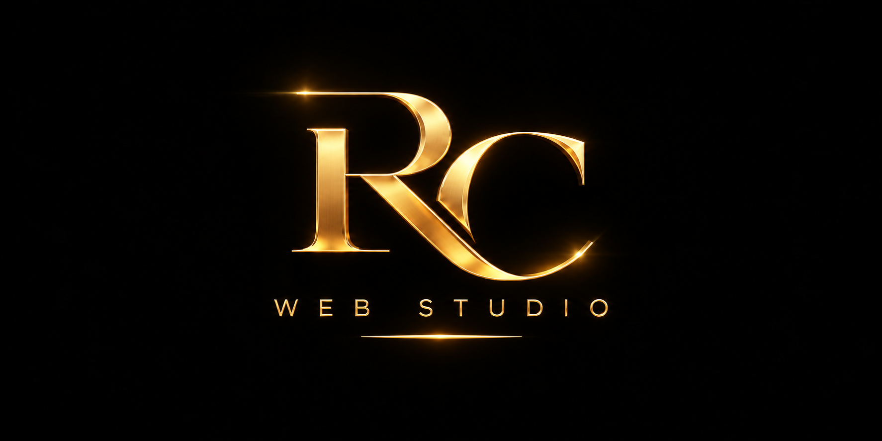 RC Web Studio — premium gold monogram logo